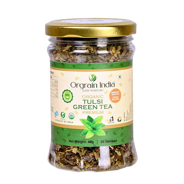 Orgrain India Certified Organic Tulsi Green Tea 40g