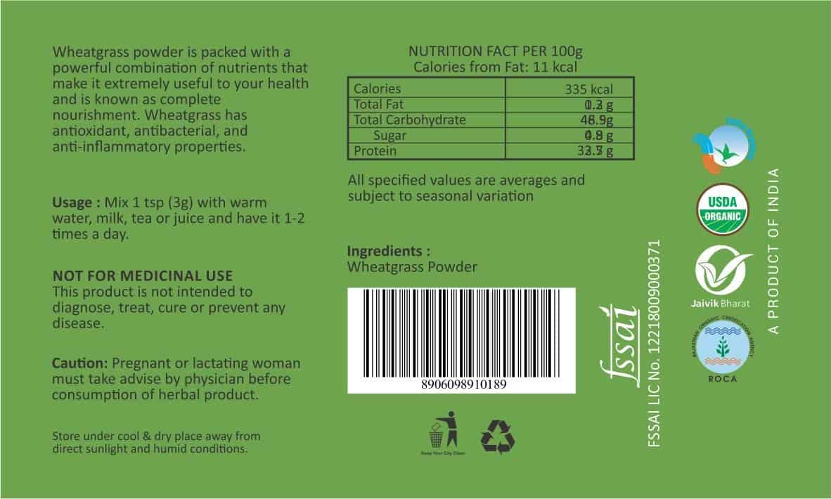 Organic Wheatgrass Powder 75g