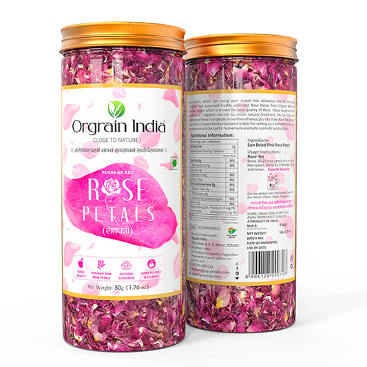 Orgrain India Pushkar Raj Organic Sun-Dried Pink Rose Petals 50g
