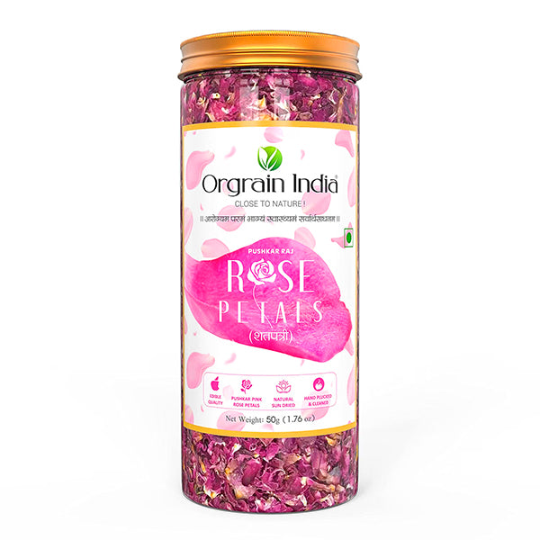Orgrain India Pushkar Raj Organic Sun-Dried Pink Rose Petals 50g