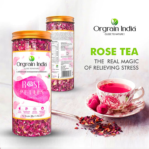 Orgrain India Pushkar Raj Organic Sun-Dried Pink Rose Petals 50g