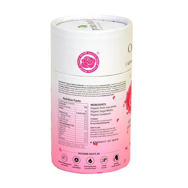 Orgrain India Organic Shatpatri Mishri Gulkand 400g