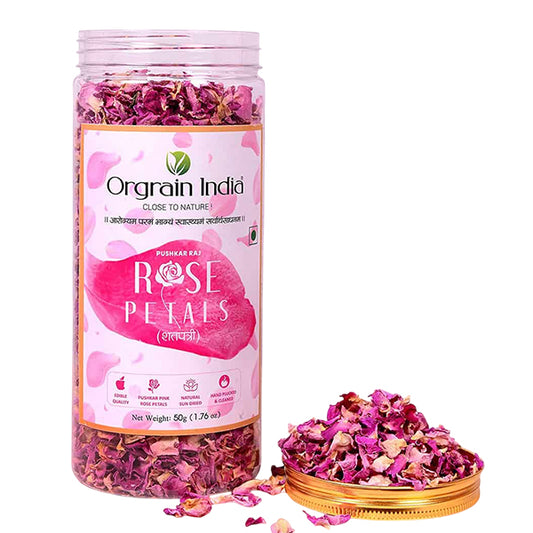Orgrain India Pushkar Raj Organic Sun-Dried Pink Rose Petals 50g