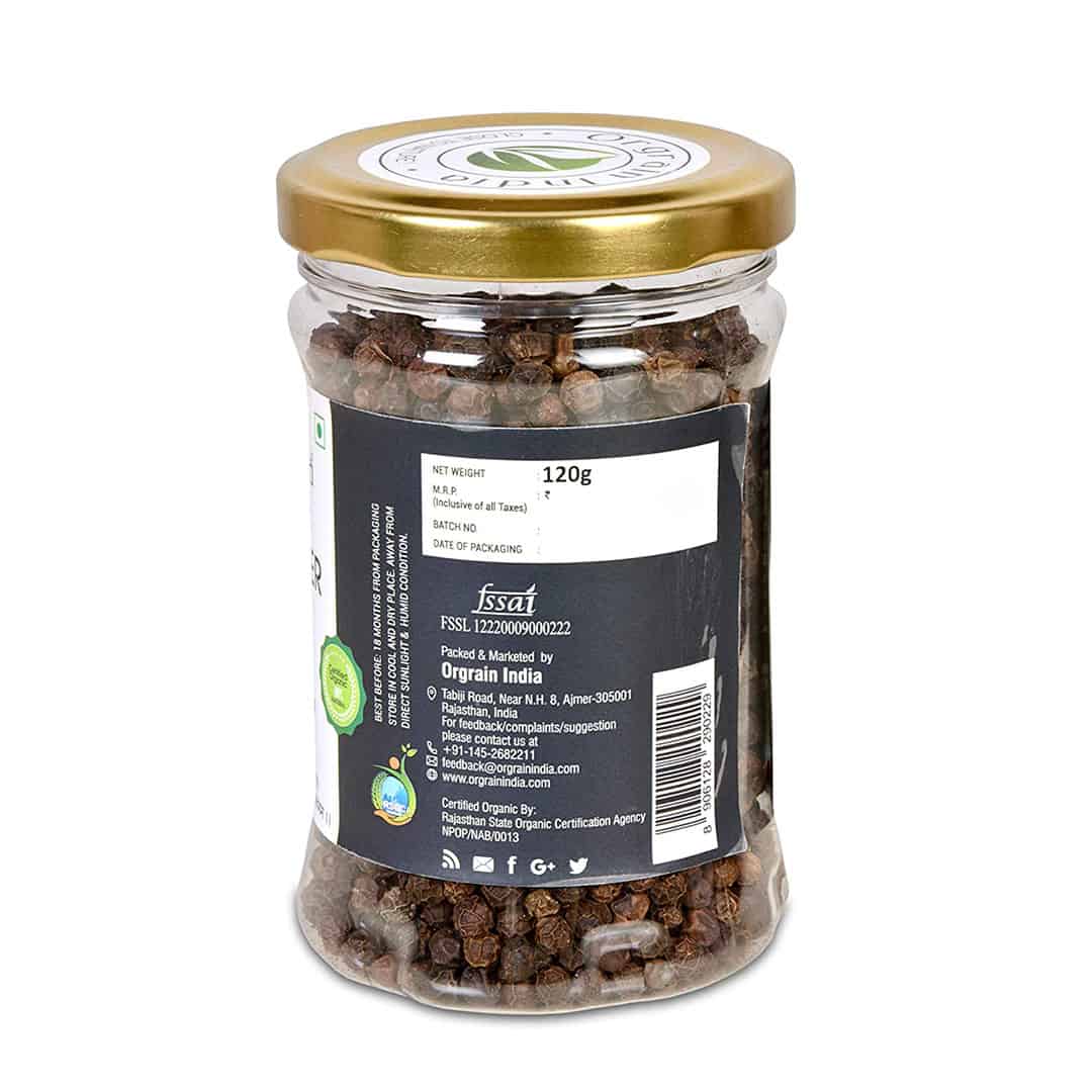 Organic Black Pepper (Kali Mirch) Whole 120g