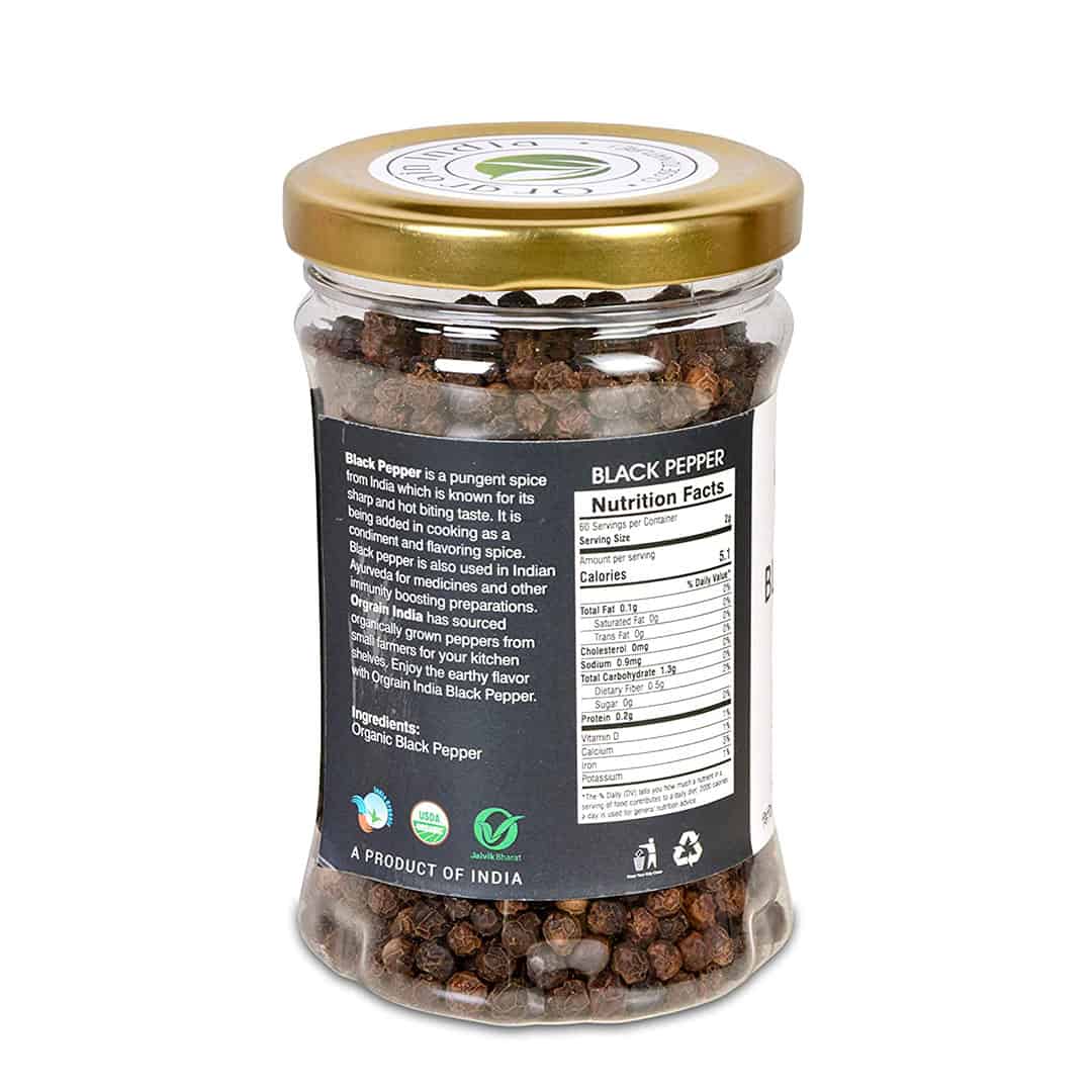 Organic Black Pepper (Kali Mirch) Whole 120g
