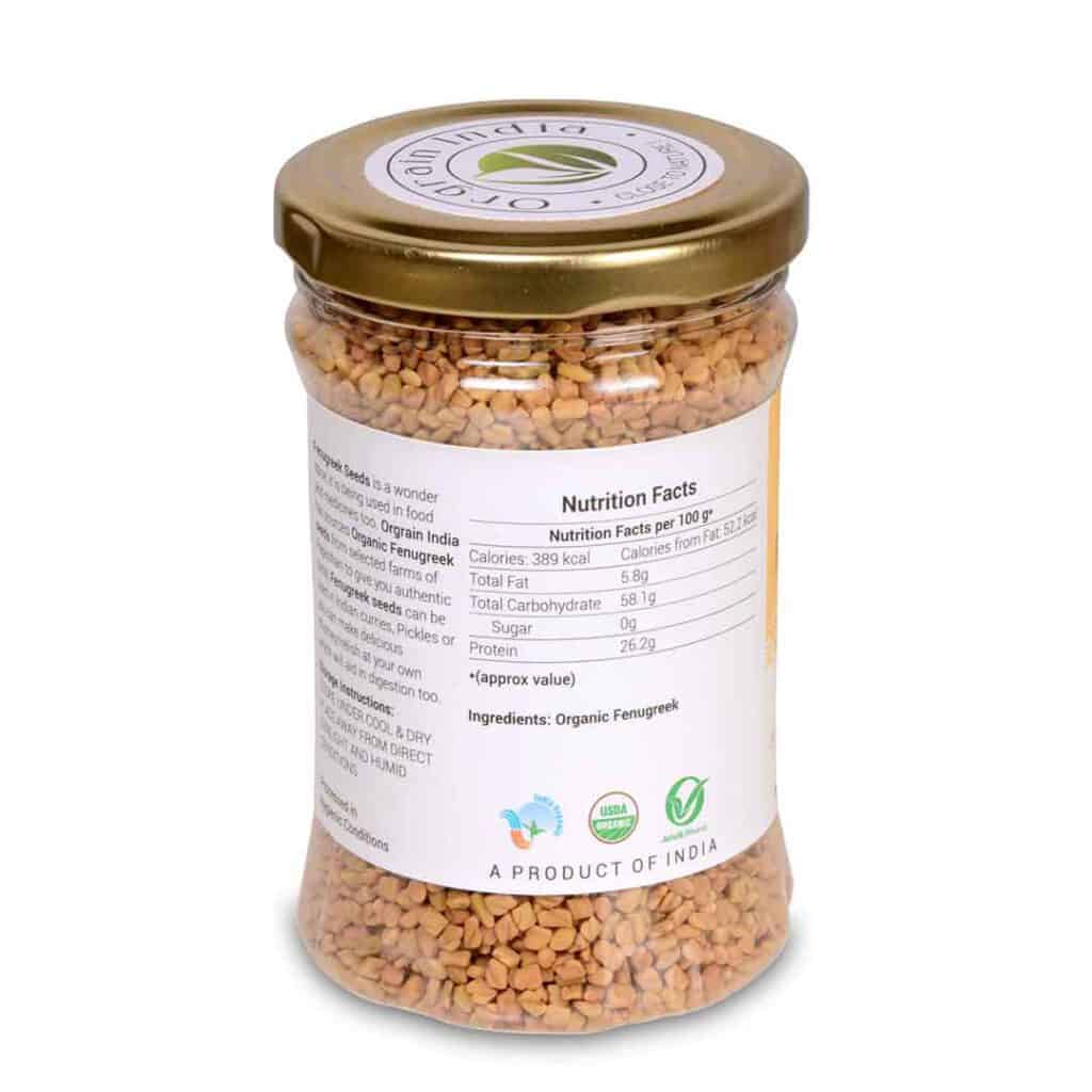 Organic Fenugreek Seeds, 200g Certified Best Methi Dana Raj
