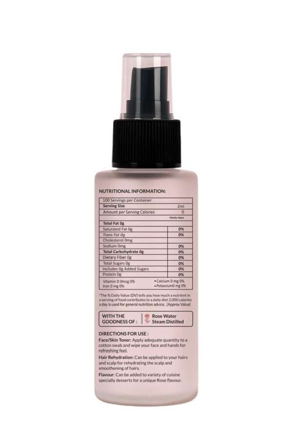 Orgrain India Shatpatri Rose Water – 100ml | Glass Spray Bottle with 100% Organic Rosa Centifolia Roses | Edible Grade, Alcohol-Free, Skin Toner & pH Balancer - Image 3