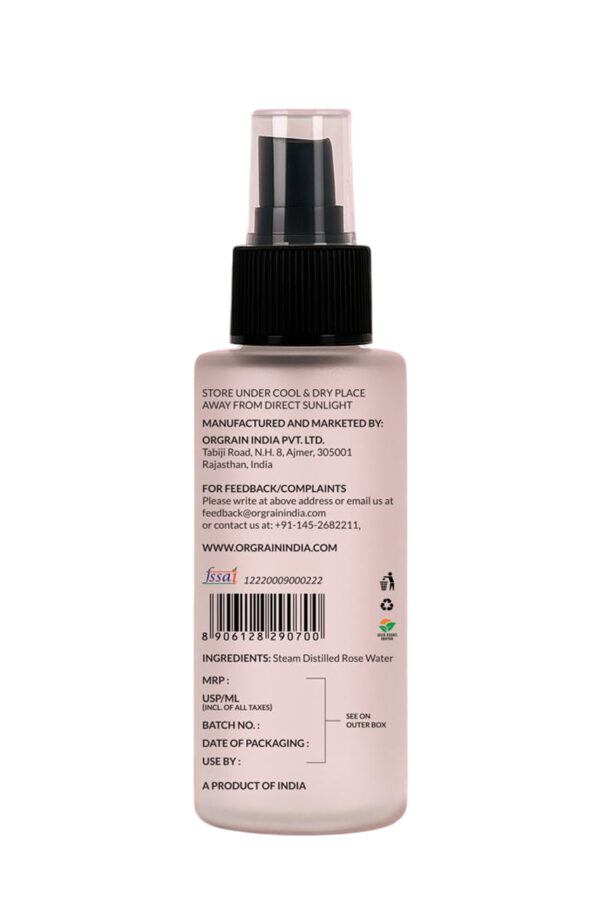 Orgrain India Shatpatri Rose Water – 100ml | Glass Spray Bottle with 100% Organic Rosa Centifolia Roses | Edible Grade, Alcohol-Free, Skin Toner & pH Balancer - Image 4